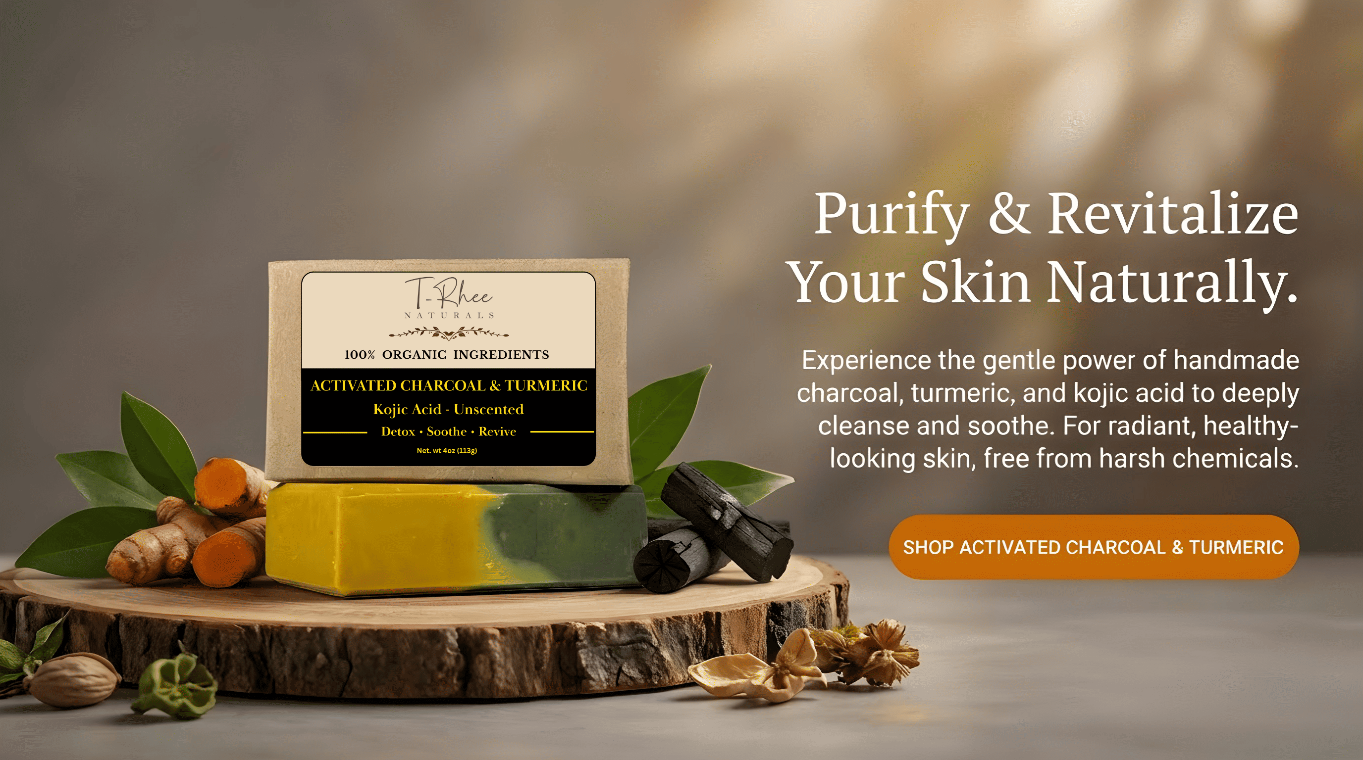 Activated Charcoal & Turmeric – Kojic Acid – Unscented Soap – 4oz Bar Activated Charcoal & Turmeric – Kojic Acid – Unscented Soap – 4oz Bar