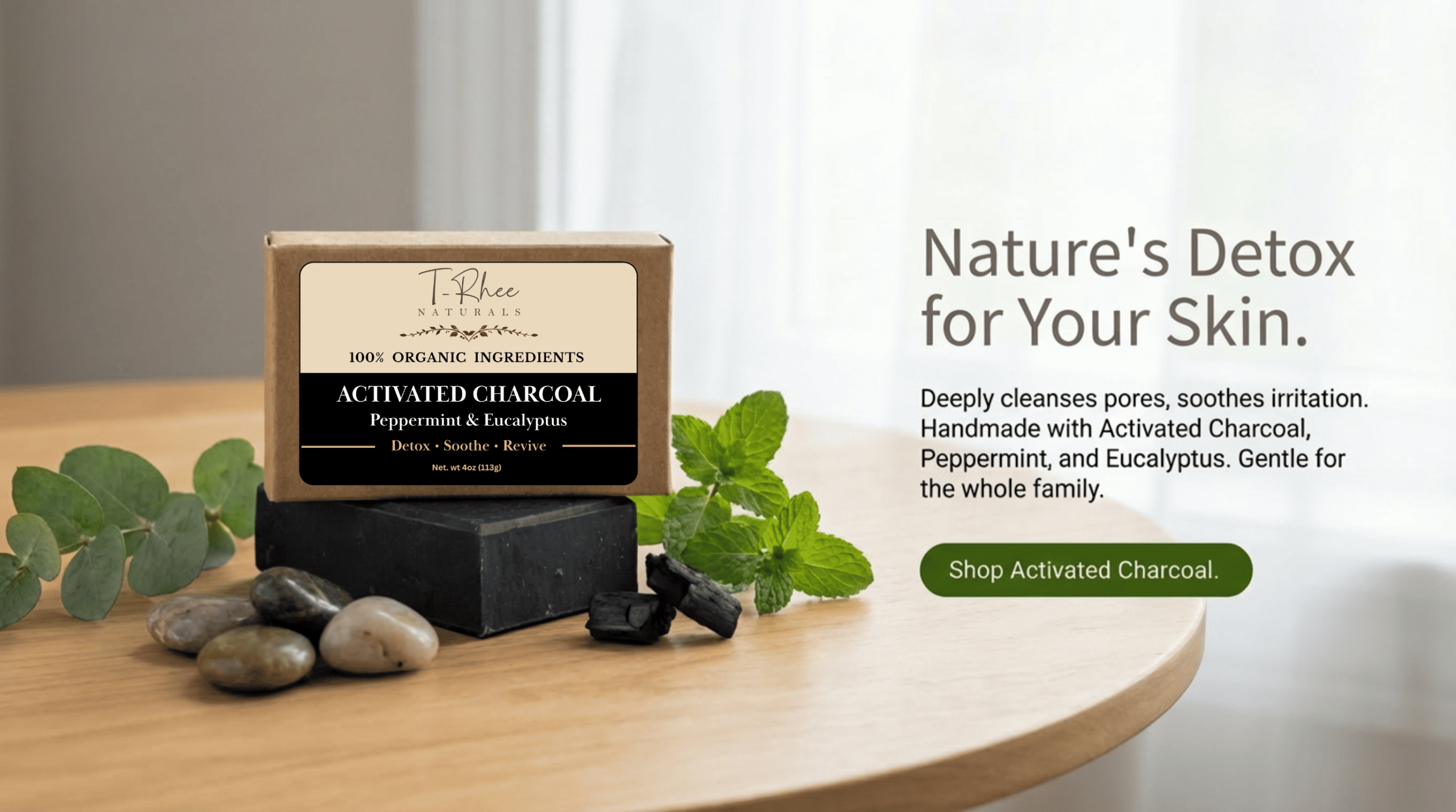 Activated Charcoal – Peppermint & Eucalyptus Soap – 4oz Bar Activated Charcoal – Peppermint & Eucalyptus Soap – 4oz Bar