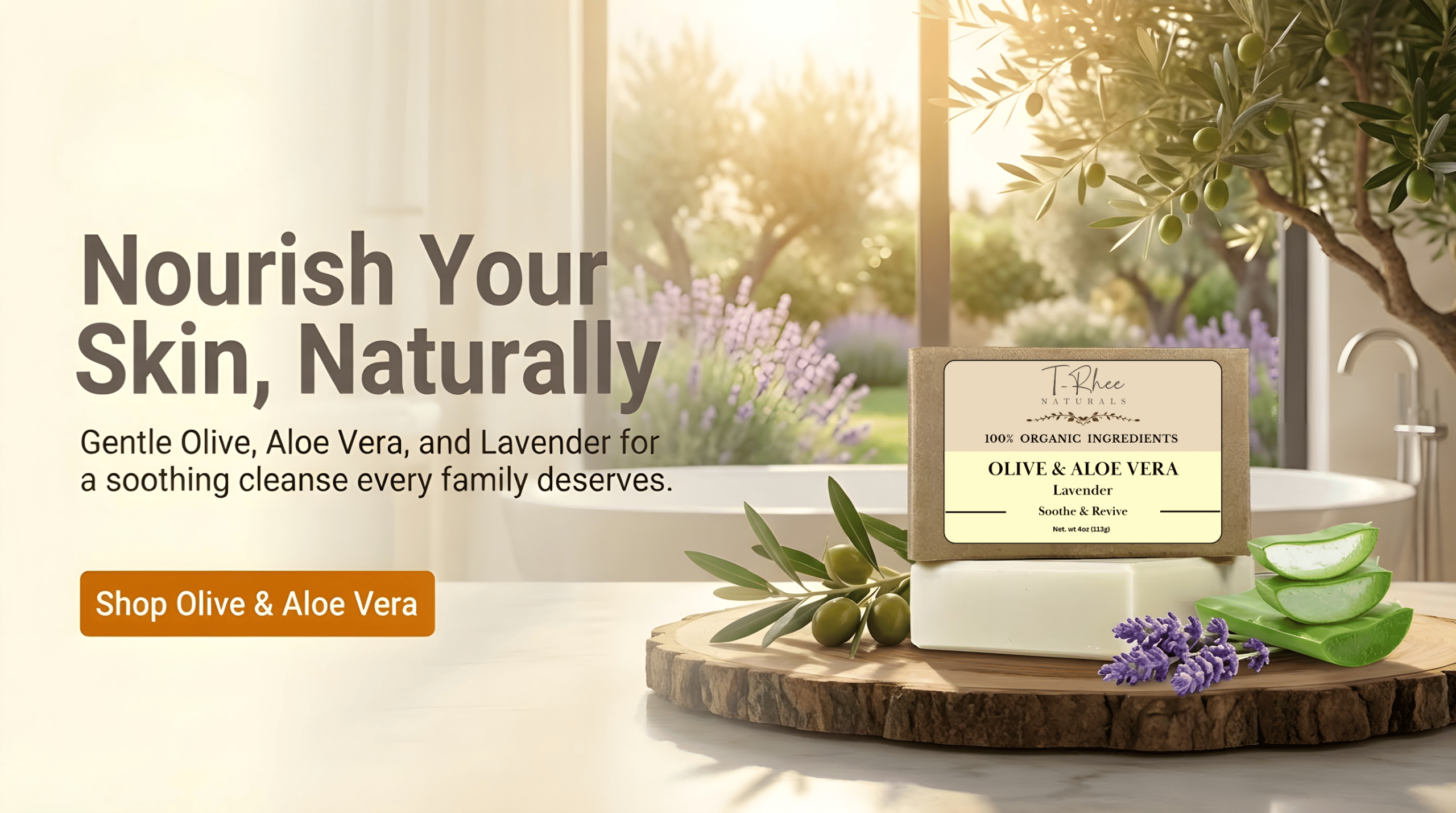 Olive & Aloe Vera – Lavender Soap – 4oz Bar Olive & Aloe Vera – Lavender Soap – 4oz Bar