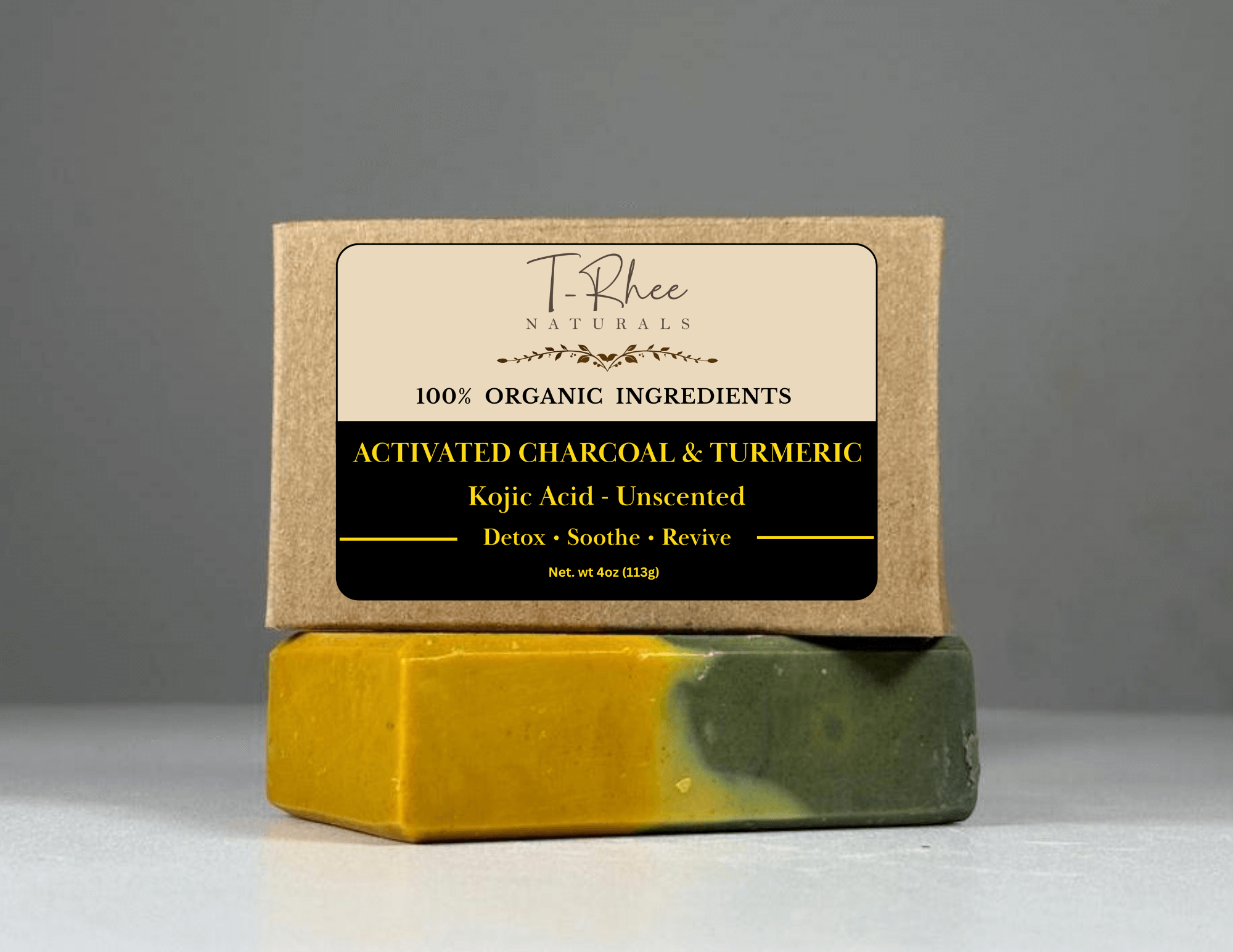 Activated Charcoal & Turmeric - Kojic Acid - Unscented Soap - 4oz Bar